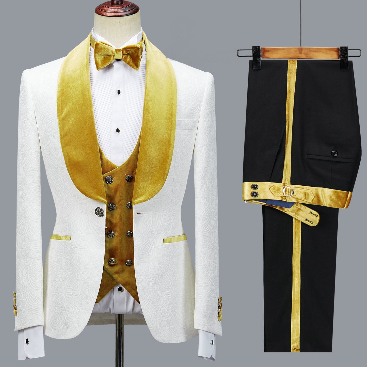 Floral Jacket Men Suit Slim Fit Wedding Tuxedo Navy Blue Velvet Lapel Groom Party Suits Costume Homme Best Man Blazer