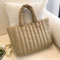1pcs Ladies Tote Bags Large Capacity Cotton Padded Bag Solid Color Casual Fashion Nylon Elegant for handbag