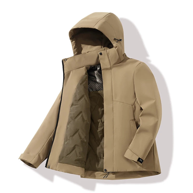 LNGXO Unisex Winter Warm Waterproof Jacket Hiking Climbing Trekking Skiing Rain Coat Men Women Windproof Fleece Windbreaker