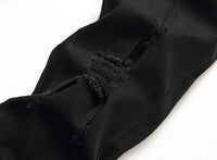 Punk Street Style Ripped Skinny Jeans Men Vintage Wash Solid Denim Trouser Mens Casual Slim Fit Pencil Denim Holes Pants 2024