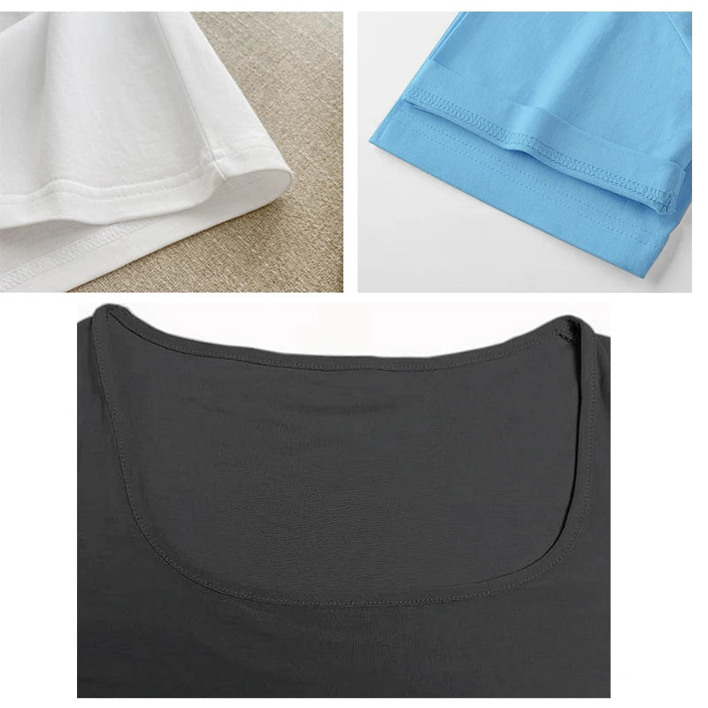 Short Sleeve T-shirt for Women Summer 2026 Solid Color Elastic Square-cut Collar slim fit Tops Sexy Y2k Street Wear Tee Fashion