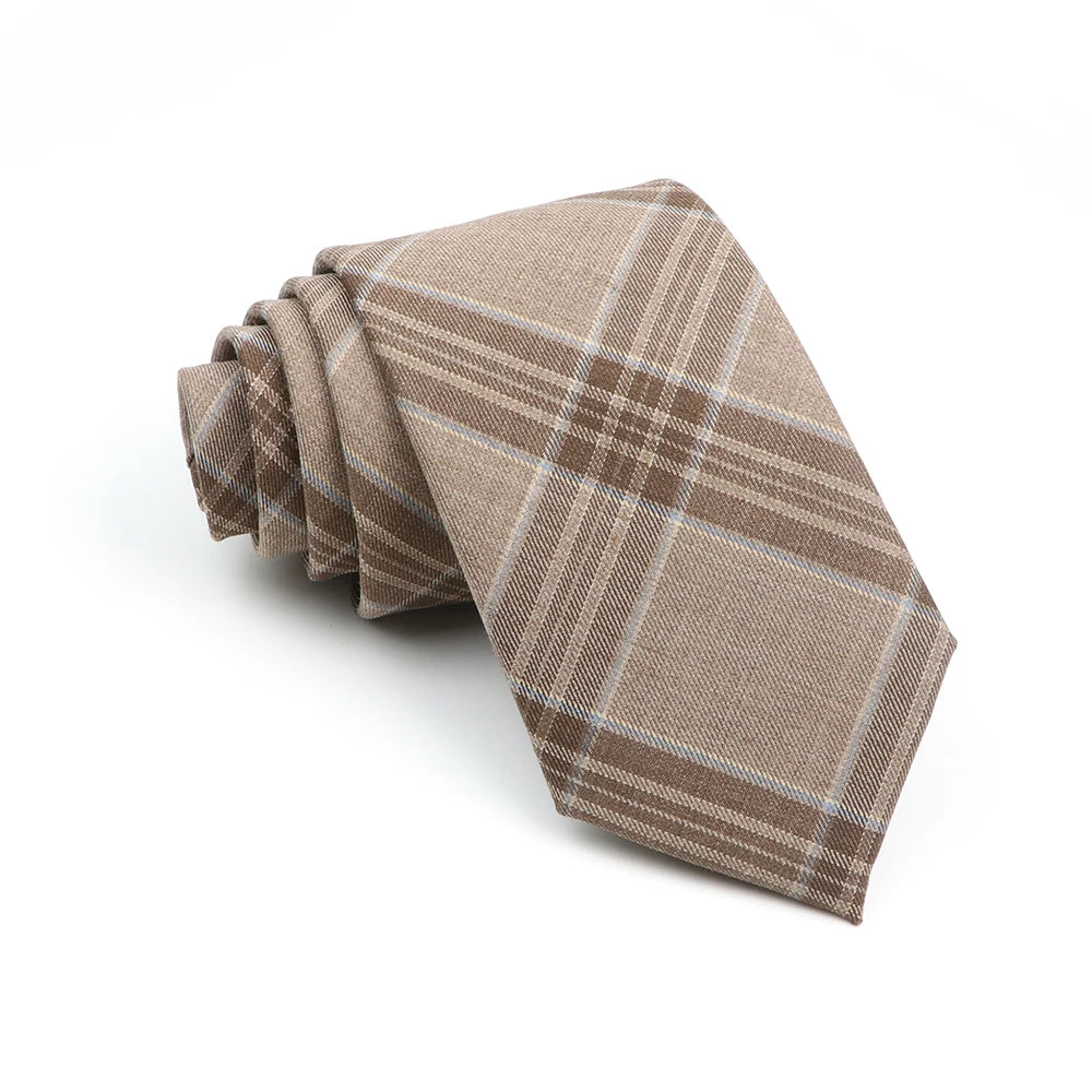 Mens Ties 7cm Classic Wool Handmade Skinny Grey Plaid Neckties Striped Narrow Collar Slim Cashmere Casual Tie Accessories Gift