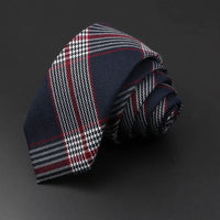 Classic Black Grey Plaid Cotton Necktie 6cm Slim Fashion Skinny Tie Men Tuxedo Suit Party Business Casual Accessory Cravat Gift