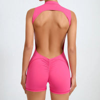 Women Sexy V Back Scrunch Sports Jumpsuit Women Gym Bodysuits Backless Workout One-Piece Suit Sportswear Fitness Short Rompers