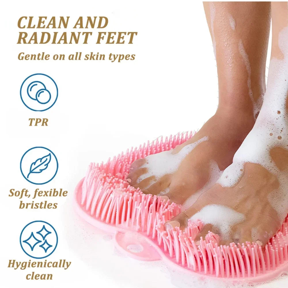 Foot & Back Scrubber Body Shower Brush Reusable Silicone Brush Foot Wash Mat Multifunction Sucker Wall Mat Foot Bathing Tool