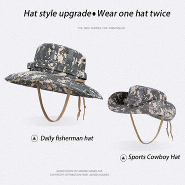 New spring and summer outdoor fisherman hats for men. Fishing andmountaineeringtacticalhatswithcamouflagelargebrims,brea