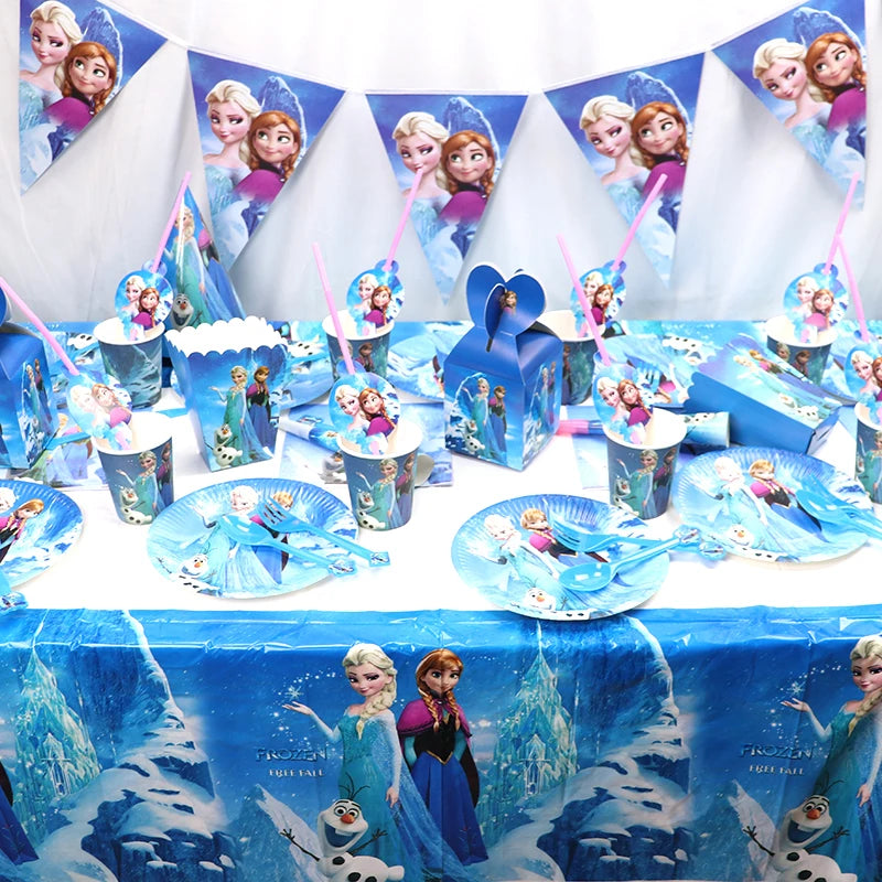 Frozen Anna Elsa Princess Birthday Party Decorations Kids Disposable Tableware Plates Cups Napkins Balloons Baby Shower Supplies
