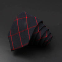 Classic Black Grey Plaid Cotton Necktie 6cm Slim Fashion Skinny Tie Men Tuxedo Suit Party Business Casual Accessory Cravat Gift