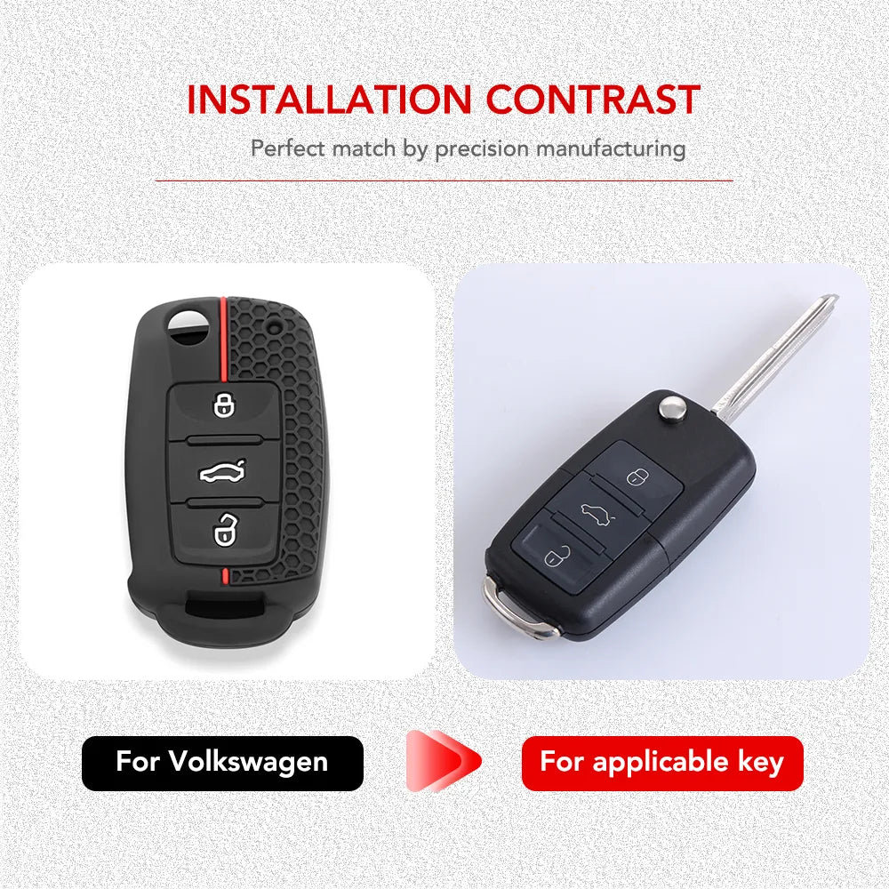 Car Key Case for VW Golf Jetta POLO for Skoda Yeti Superb Rapid Octavia for SEAT Leon Ibiza 3 Button Silicone Key Cover