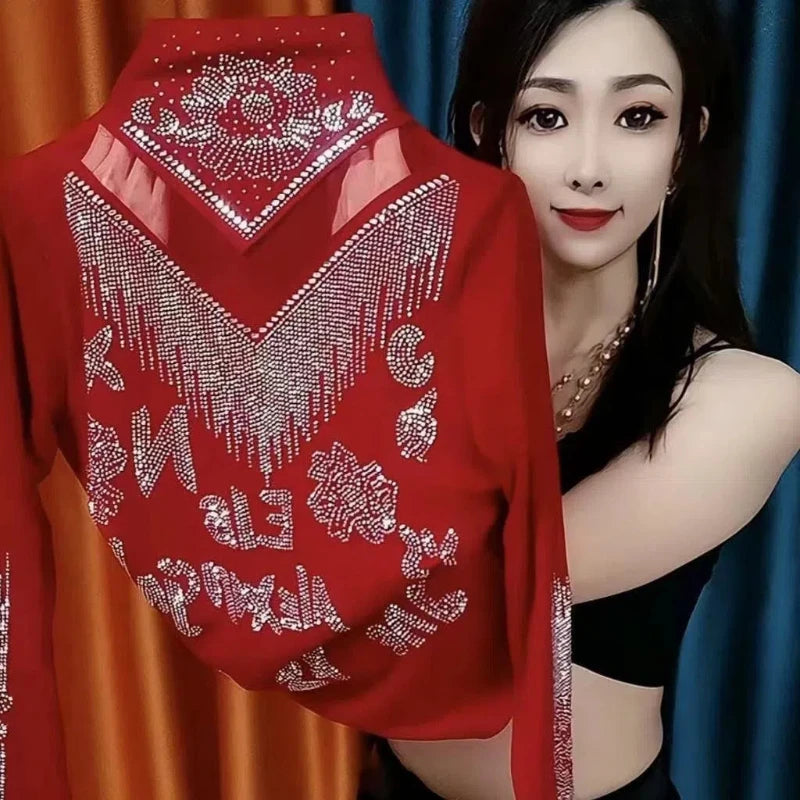 Spring Autumn New Elegant Hollow Out Half High Neck T-shirt Fashion Solid All-match Bottoming Shirt Casual Office Women Clothing