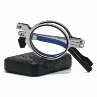 Unisex Folding Reading Glasses Transparent Lenses Full Metal Frame Anti Blue Light Comes with Case for Men and Women