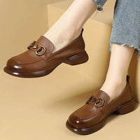 Shoes For Women Black Round Toe Woman Pumps Loafers Platform Luxury Leather Casual Summer Sale 2025 Style Designer Luxury Trend