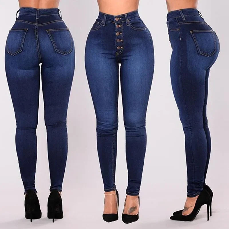 2024 New Jeans For Women High Waist Push Up Jeans High Elastic Stretch Ladies Mom Jeans Female Washed Denim Skinny Pencil Pants