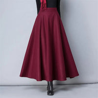 Winter Women Long Woolen Skirt Fashion High Waist Basic Wool Skirts Female Casual Thick Warm Elastic A-Line Maxi Skirts O839