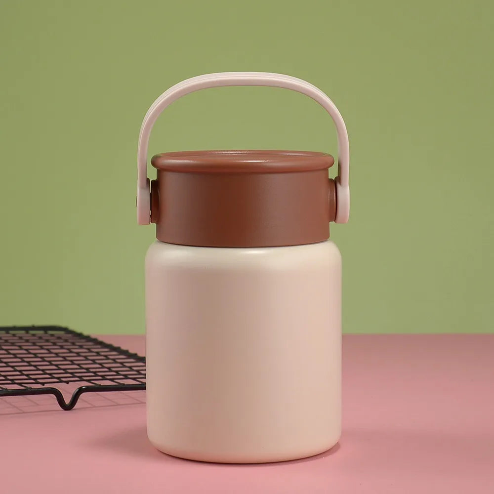 Easy To Clean Insulated Stainless Steel Thermos Cup Leak Proof 500ml Thermos Pot with Spoon Portable Vacuum Flask Travel