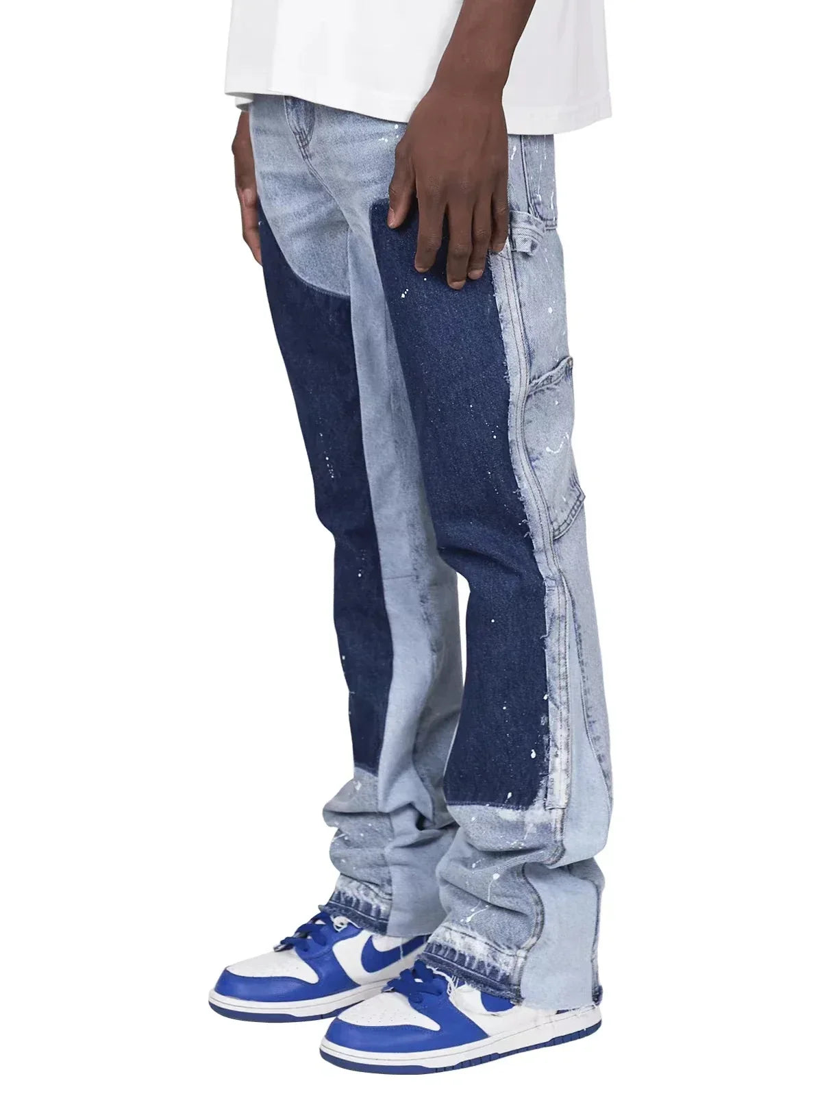 Men's Punk High Street Raw-Edge Skinny Jeans with Micro Trumpet Detail  Y2K Low Rise Stretch Floor Length Biker Rock Pants 2025