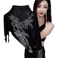 Autumn/Winter New Fashionable Half-Polo/Turtle Neck Solid Color Diamond-Embellished Base Layer Top Plus Size Belly-Covering Age-