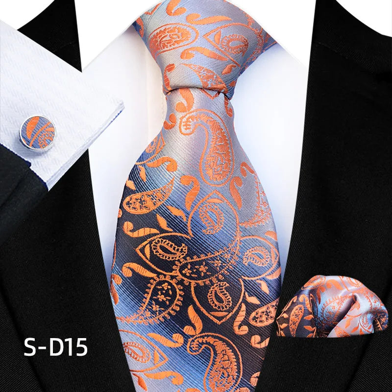 Flower Dot Ties For Men Luxury 8cm Wide Floral Wed Necktie Pocket Square Cufflinks Set Fashion For Men Party Wedding Gift