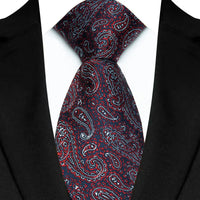 New Design Wedding 8CM Men Tie Dark Red Striped Paisley Flower Neckties For Men Business Party Groom Collar Accessories Gift