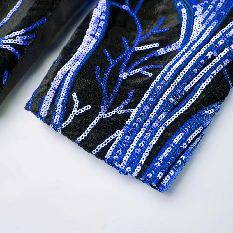 Red Sequin Blazer & Pants Set , Men's Shiny Party Outfit Suits for Weddings, Concerts & Festive Celebrations