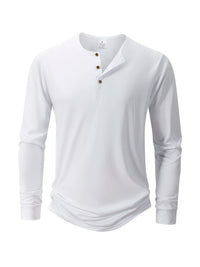 Men's T Shirt Autumn Button Long Sleeve Henley Neck T-Shirt Solid Color Casual Breathable Versatile Tops Fashion Slim T-Shirts