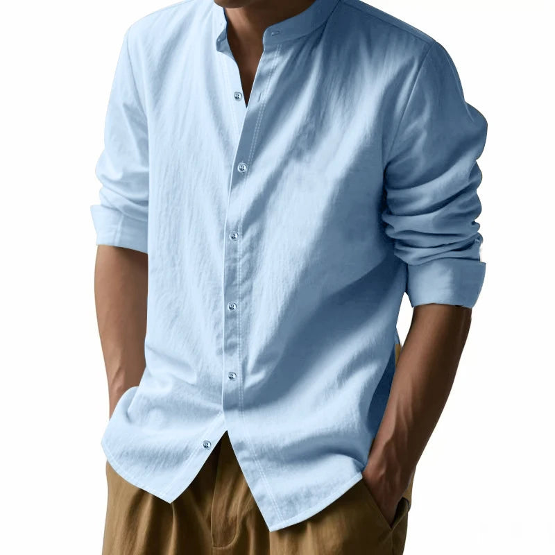 Mens Casual Long Sleeve Cotton Shirts Buttons Down Solid Plain Sleeve Summer Beach Shirts Lightweight Streetwear