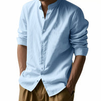Mens Casual Long Sleeve Cotton Shirts Buttons Down Solid Plain Sleeve Summer Beach Shirts Lightweight Streetwear