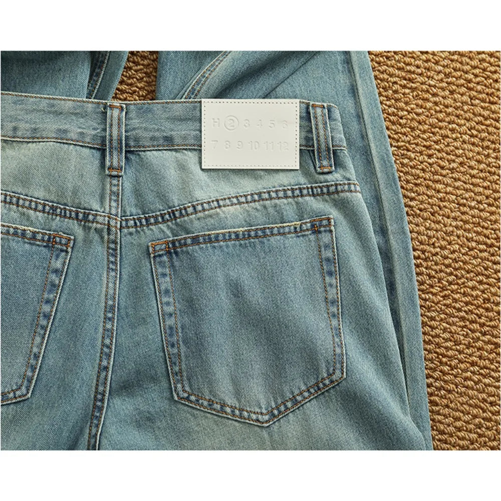 Jeans men's spring and summer thin loose straight tube drop wide leg long pants