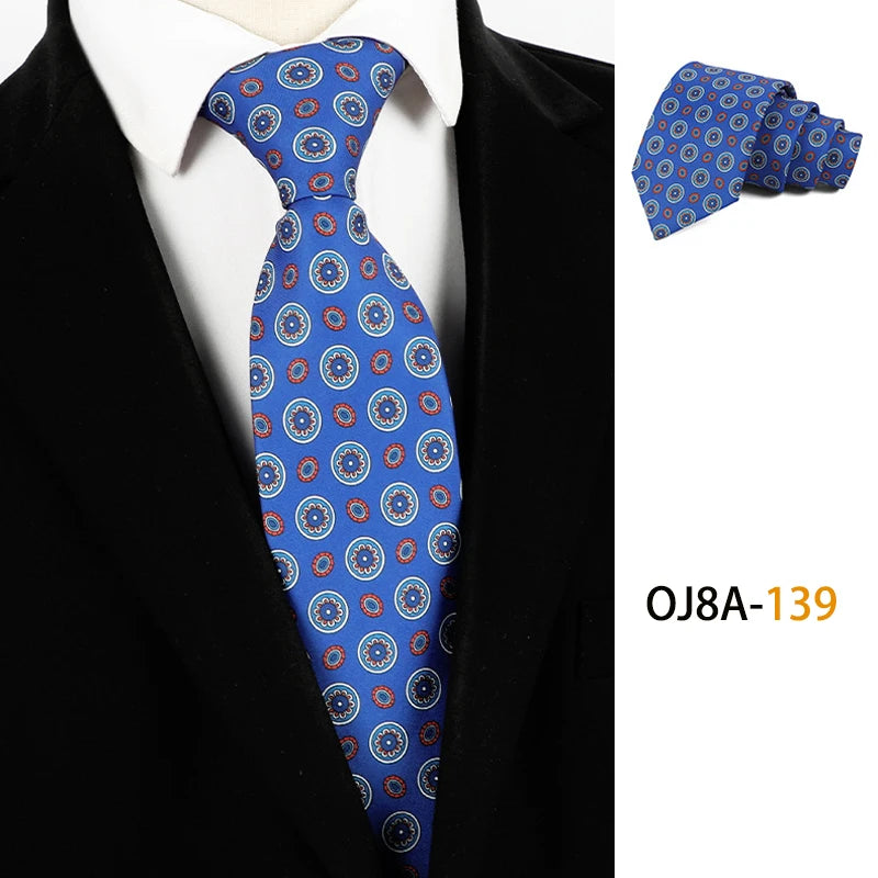 Fashion 8CM Mens Necktie Print Patterns Classic Neck Ties For Man Groom  Handfeel Polyester Necktie Business Wedding Accessories