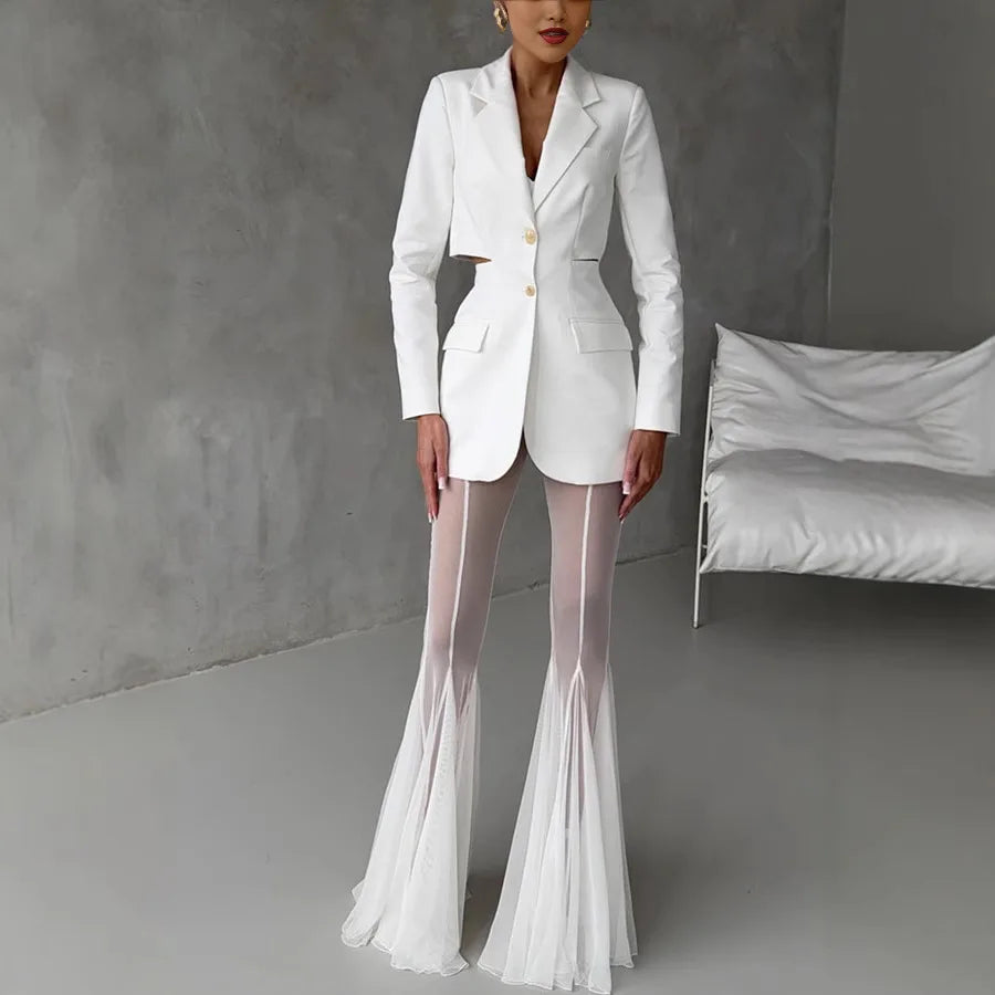 Women Spring Summer New Elastic Slim Flared Pants Loose Fashion Holiday Trouser Solid Color Casual Full Length
