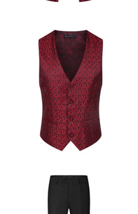 2025 New Wedding Host Performance Men's Suit Dress Three-piece Botanical Floral Pattern  Blazer  for Men with Pants and Vest