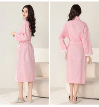 Spring Autumn Cotton Home Bathrobe Sexy Bath Robe Women's Sleepwear Double Deck Gauze Sleepshirts Female Nightgown