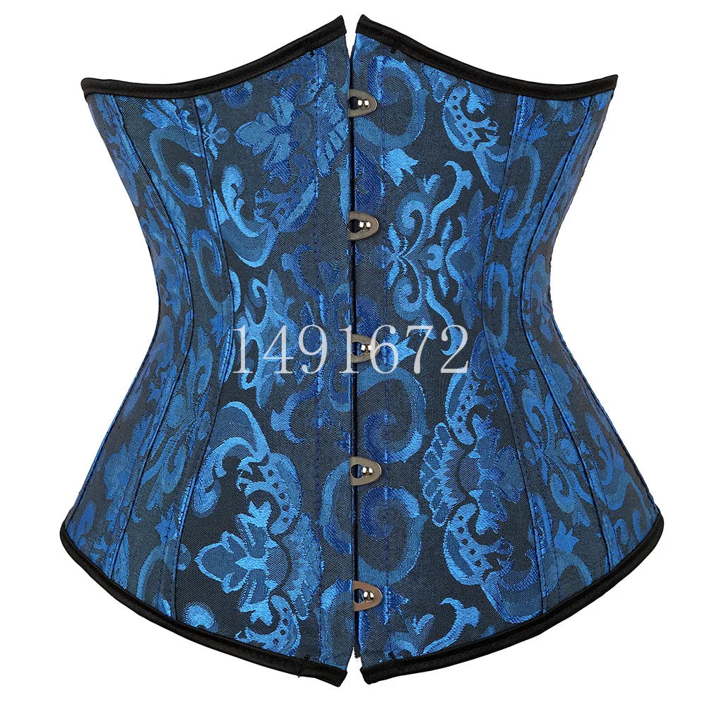 Pink Corset Underbust Top Wome Plus Size Waist Cincher Sexy Gothic Corpete Corselet Fashion Black White Red Blue Rose