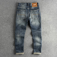 Embroidered Retro Jeans Men's High-End Quality Men's Clothing Slim-Fitting Small Straight Fashionable All-Match Youth Trousers