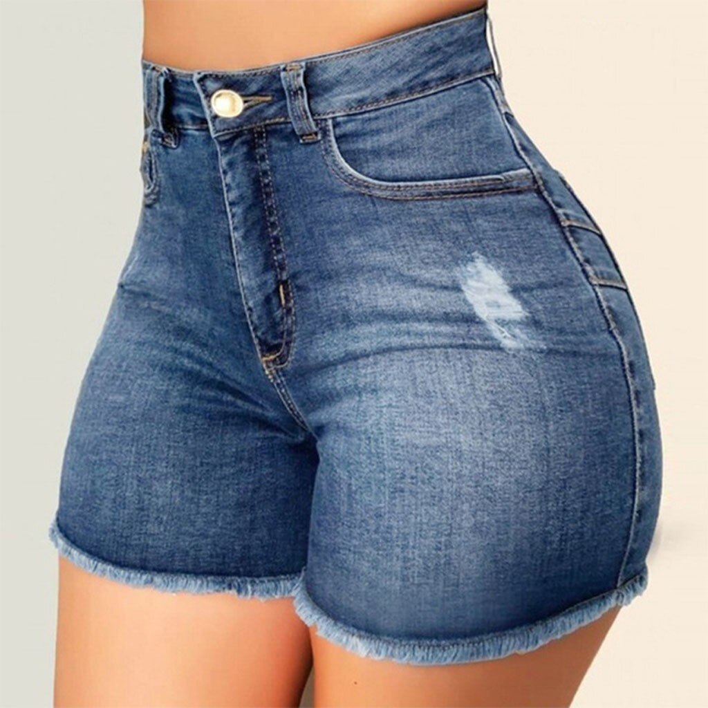 Fashion Comfortable Women Trousers New Brand Jeans Broken Denim Shorts Ripped Jeans High Waisted Hotpant Slim Fit Pantalones