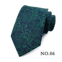 Fashion 8CM Mens Necktie Polka Dot Stripes Paisley Ties For Man Jacquard Woven Ascot Green Color Business Party Accessories
