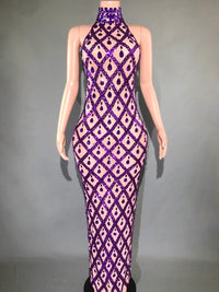 Sparkly Rhinestones Sleeveless Long Dress Elegant Dark Mesh Celebrate Evening Wedding Prom Gown Birthday Dress Photograph Wear