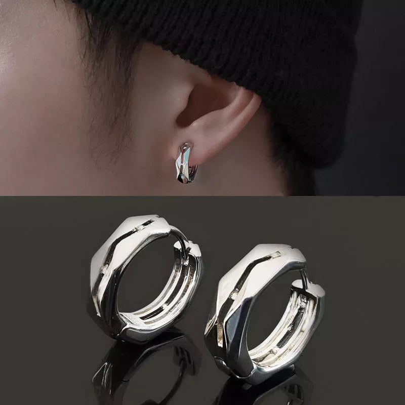 Trendy Stainless Steel Geometric Earrings High-End Men\'s Hypoallergenic Earrings Hip Hop Rock Rap Cool Jewelry Accessories