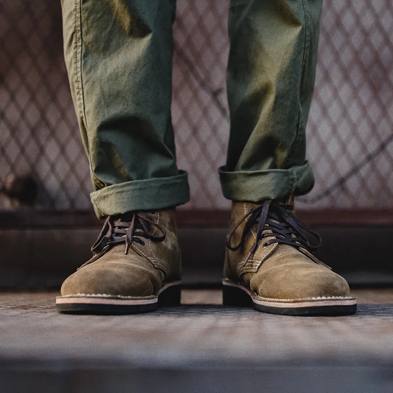 Men's Work Boots Spring American Style High Top Desert Boots Vintage Military Boots Mid Top Motorcycle Ankle Boots
