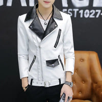 Male Leather Blazer Thin Trendy 2025 Slim Fit Coat Fashion Single Models Fashionable Gentleman Spring Clothes Men's Suit Jackets