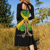 Jamaican Flag Black Woman Melanin Queen Afro Square Neck Dress Sweet Summer Dress Women Elegant Halter Print Dress Jamaica