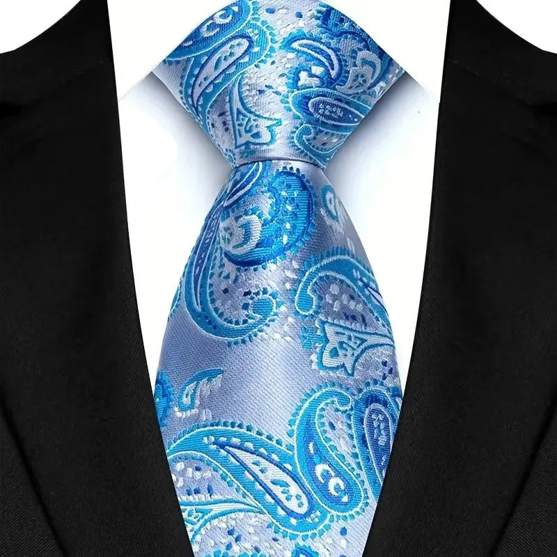 Luxury 8CM Mens Necktie Floral Paisley Classic Ties For Man Groom Jacquard Woven Neck Tie Business Wedding Party