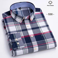 New in shirt Plus size 7xl 100%cotton Oxford long-sleeve shirts for man slim fit formal plain shirt plaid office elegant clothes