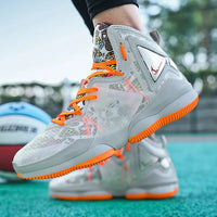 Men's Shoes Brand Professional Basketball Shoes Color Matching Graffiti Non-slip Couple High-top Shoes Comfortable Sports Shoes
