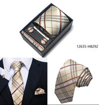 2025 New Design Fashion Brown Paisley Tie Handkerchief Cufflink Set For Men Necktie Clothing Accessories Birthday Present