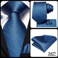 Hi-Tie Blue Business Solid 100% Silk Men's Tie NeckTie 8.5cm Ties for Men Formal Luxury Wedding High Quality Gravata