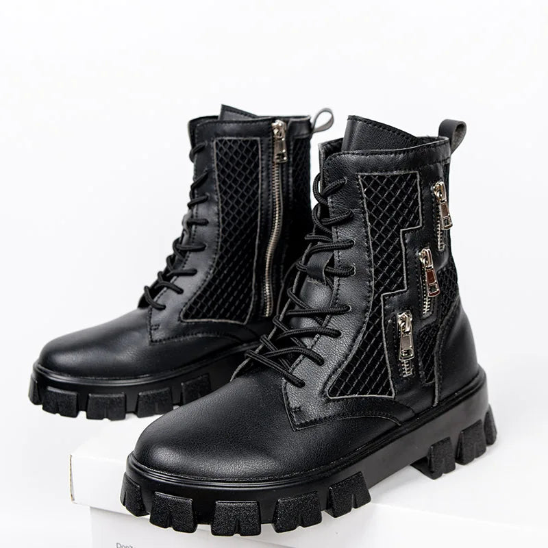 Men's High Top Trendy Outdoor Boots Casual Sports Shoes Thick Sole Comfortable Trendy Versatile Breathable Fashion Plus Size