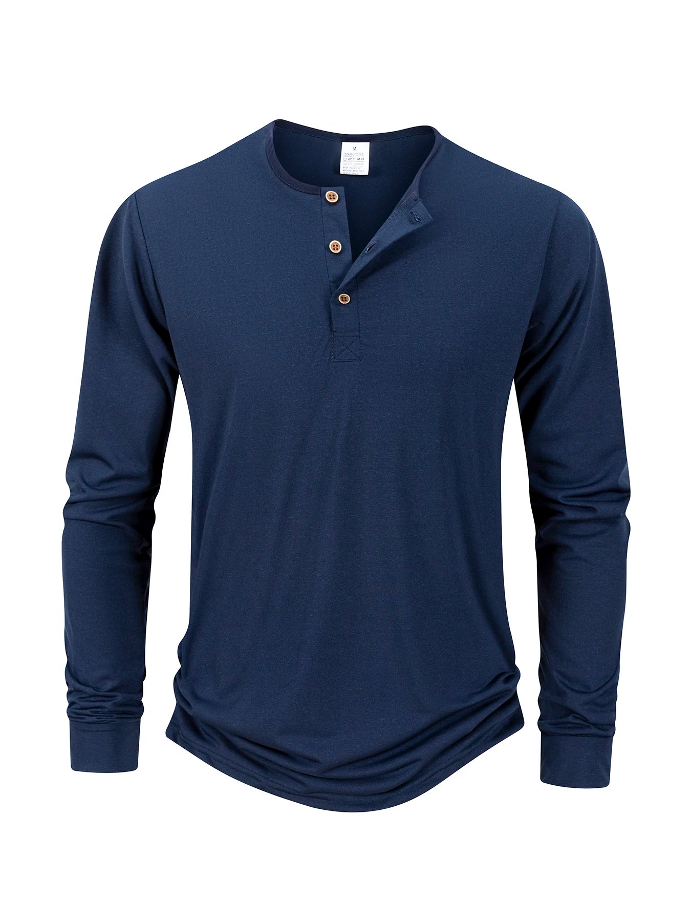 Men's T Shirt Autumn Button Long Sleeve Henley Neck T-Shirt Solid Color Casual Breathable Versatile Tops Fashion Slim T-Shirts