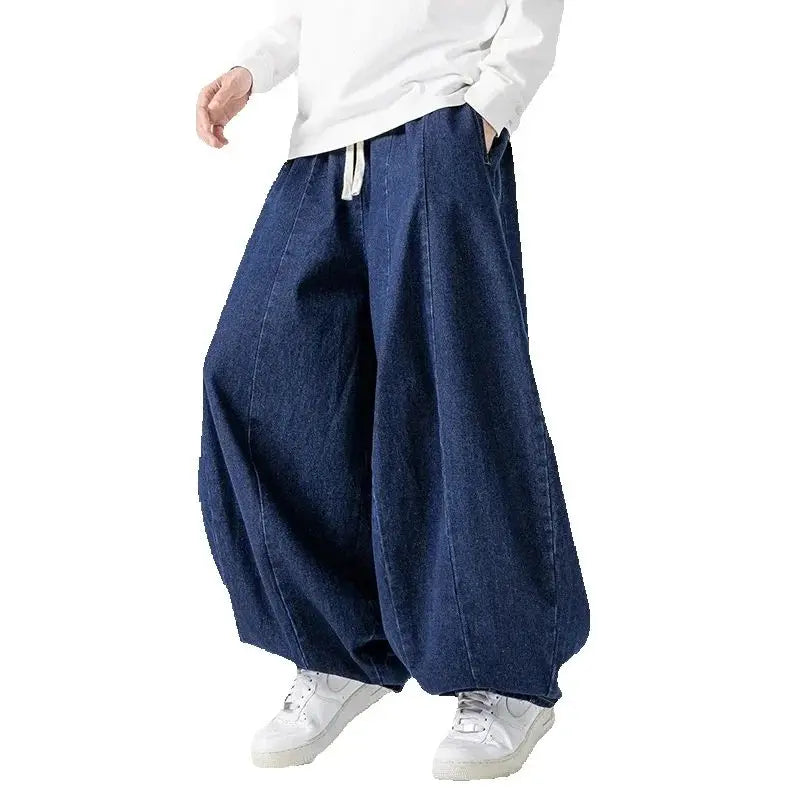 Men's Wide Leg Jeans Fashion Loose Hip Hop Denim Pants Male Solid Streetwear Vintage Straight Japanese Styles Wide Leg Pants Man