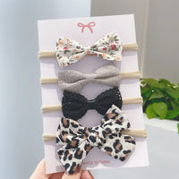 4Pcs/Set Flower Bows Headband Baby Hairband for Girl Children Elastic Hair Bands Soft Toddler Newborn Cute Hair Accessories Gift